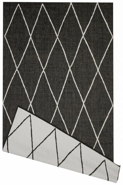 Balta Kusový koberec sisalový oboustranný Brussels 205628/10110 Geometrický antracitový krémový Rozměr: 120x170 cm