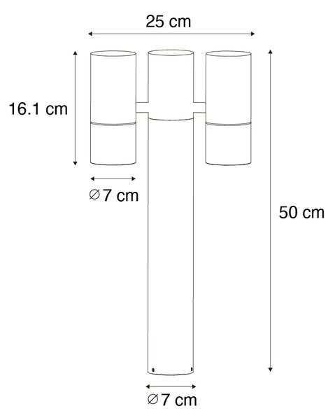 Stojací venkovní lampa černá 50 cm 2-světlo nastavitelné - Duo