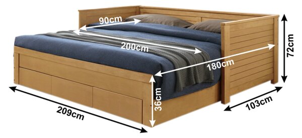 Jednolůžková rozkládací postel 90 cm Greta (s rošty)