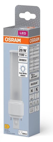 Dlouhotrvající LED žárovka G24d-3 9 W DULUX, studená bílá