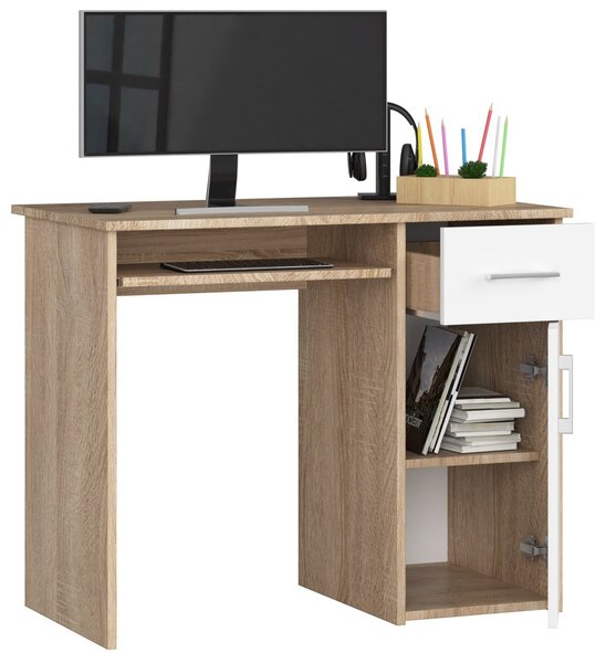 Ak furniture Volně stojící psací stůl Pin 90 cm dub sonoma/bílý