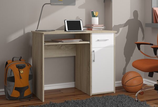 Ak furniture Volně stojící psací stůl Pin 90 cm dub sonoma/bílý