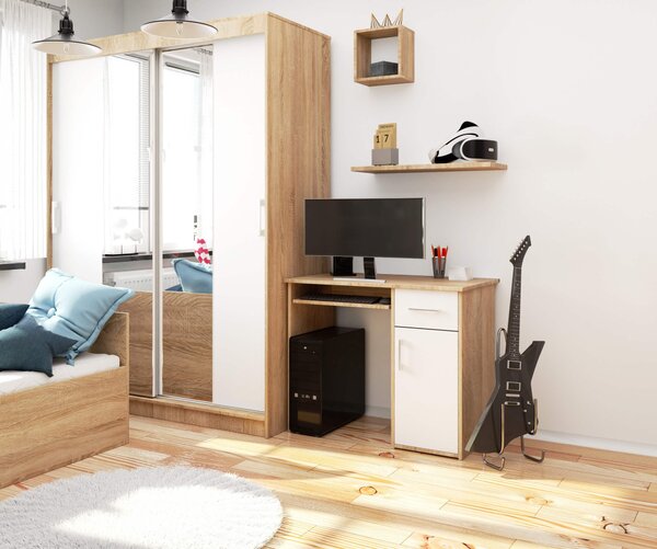 Ak furniture Volně stojící psací stůl Pin 90 cm dub sonoma/bílý