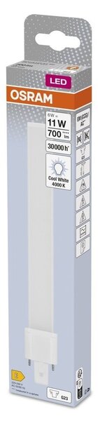 Dlouhotrvající LED žárovka G23 6 W DULUX, studená bílá