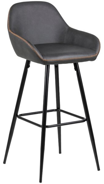 Scandi Šedá koženková barová židle Disca 76,5 cm