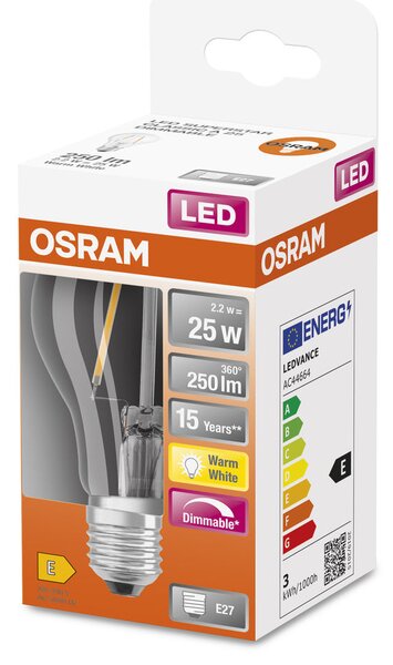 Stmívatelná LED žárovka E27 2,2 W SUPERSTAR, teplá bílá