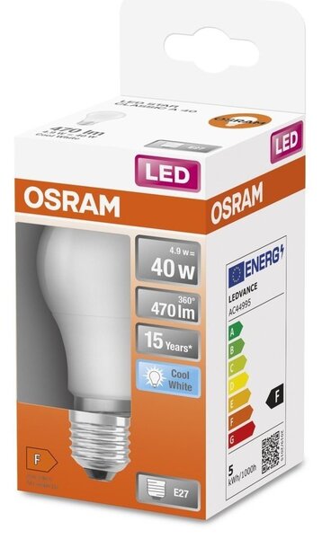 Kvalitní LED žárovka E27 4,9 W STAR, studená bílá