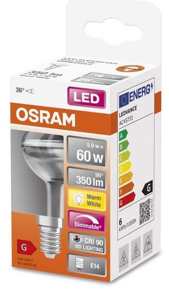 Stmívatelná LED žárovka E14 5,9 W SUPERSTAR, teplá bílá