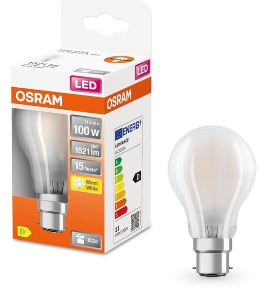 Matná LED žárovka B22d 11 W STAR, teplá bílá