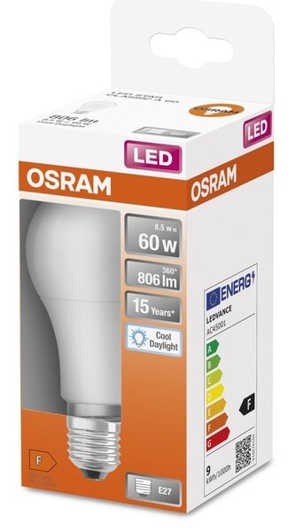 LED žárovka E27 8,5 W STAR CLASSIC A, studená denní bílá