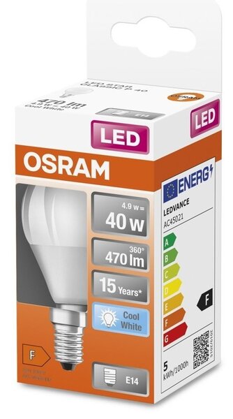 LED žárovka E14 4,9 W STAR CLASSIC P, studená bílá