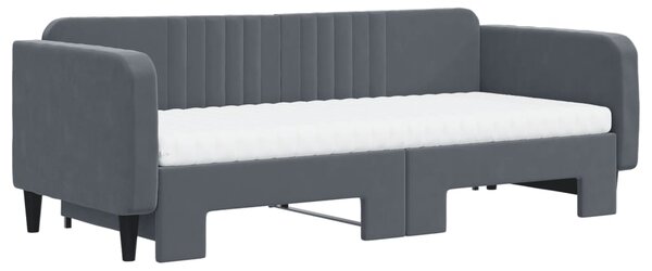 Válenda s přistýlkou a matracemi tmavě šedá 90 x 200 cm samet 3197088