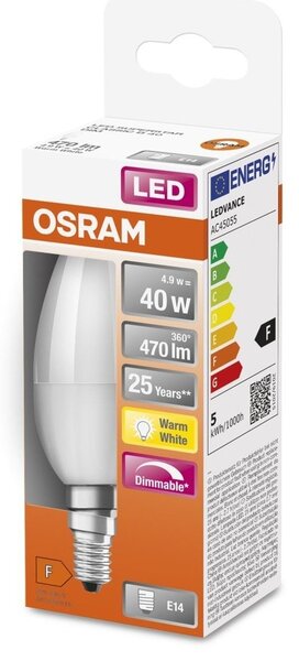 Stmívatelná LED žárovka E14 4,9 W SUPERSTAR, teplá bílá