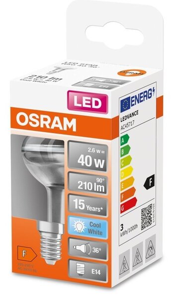 Reflektorová LED žárovka E14 2,6 W STAR, studená bílá