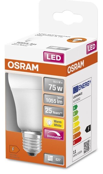Stmívatelná LED žárovka E27 10,5 W SUPERSTAR, teplá bílá