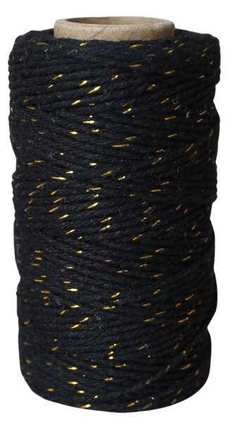 Bavlněný provázek 50 m – Black / Gold