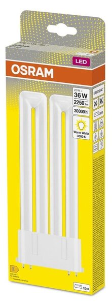 Trubicová LED žárovka 2G10 20 W DULUX, teplá bílá