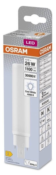 Dlouhotrvající LED žárovka G24q-3 10 W DULUX, studená bílá