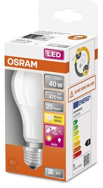LED žárovka se senzorem E27 4,9 W SUPERSTAR, teplá bílá