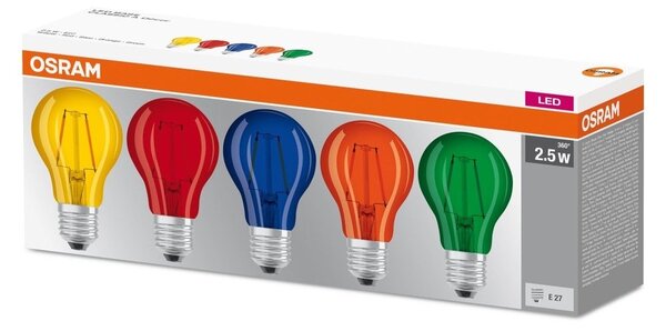 5 ks vícebarevná LED žárovka E27 2,5 W ST CLAS, studená bílá