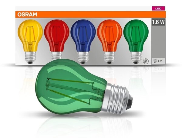 5 ks vícebarevná LED žárovka E27 2,5 W ST CLAS, studená bílá