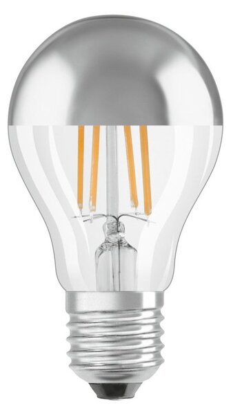 LED žárovka se stříbrnou zrcadlovou korunkou E27 4 W CLASSIC A, teplá bílá