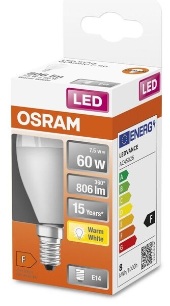LED žárovka E14 7,5 STAR CLASSIC P, teplá bílá
