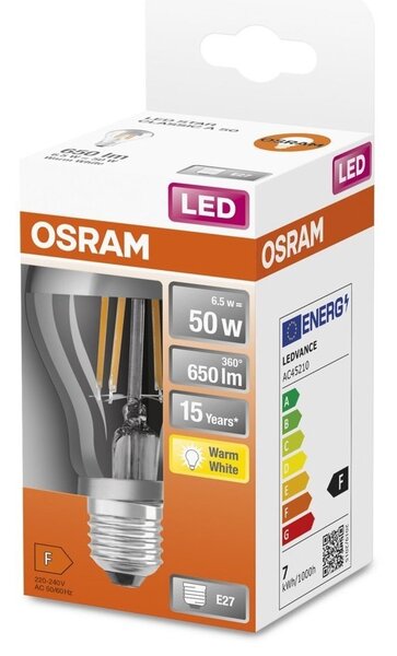 Retrofit LED žárovka E27 6,5 W STAR, teplá bílá
