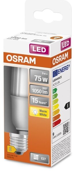 LED žárovka E27 9 W STAR STICK, teplá bílá