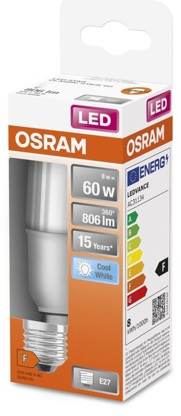 LED žárovka E27 8 W STAR STICK, studená bílá