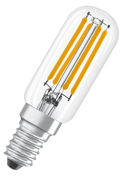 Průhledná LED žárovka E14 4,2 W SPECIAL T26, teplá bílá
