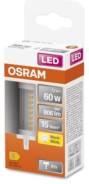 Speciální LED žárovka R7s 7,3 W LINE, teplá bíá