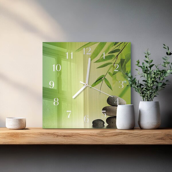 Skleněné hodiny Bambusové kameny zskb-30x30-00080361