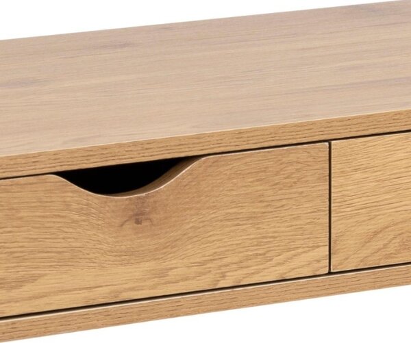 Scandi Hnědý dřevěný pracovní stůl Pluto s černou podnoží 110x50 cm