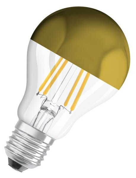 LED žárovka se zlatou zrcadlovou korunkou E27 4 W CLASSIC A, teplá bílá