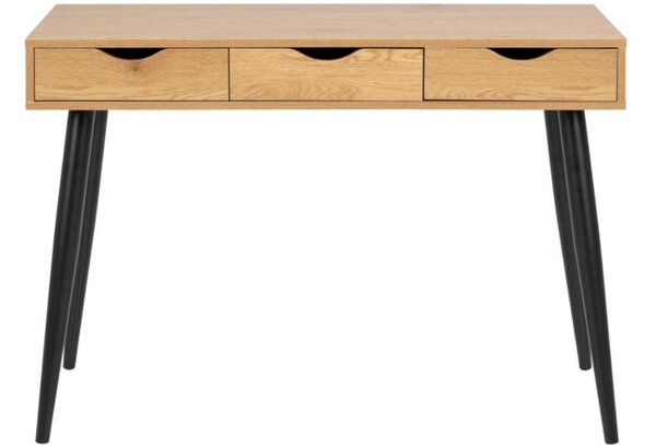 Scandi Hnědý dřevěný pracovní stůl Pluto s černou podnoží 110x50 cm
