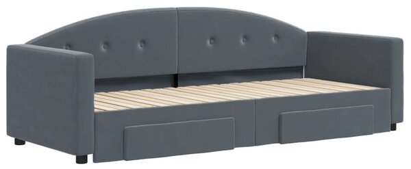Válenda s přistýlkou a zásuvkami tmavě šedá 80 x 200 cm samet 3197343