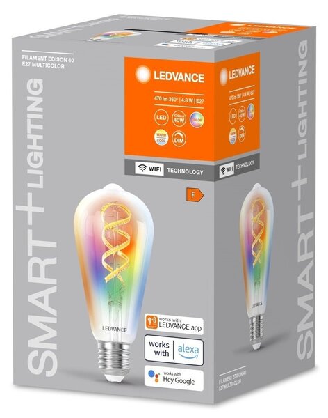 Chytrá WiFi LED stmívatelná žárovka E27 4,8 W EDISON RGBTW