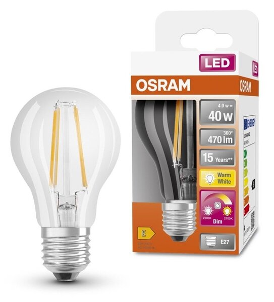 LED žárovka se stmívatelným efektem E27 4 W CLASSIC A, teplá bílá