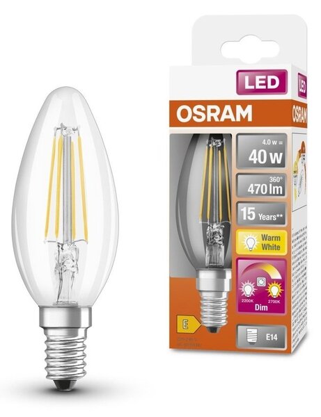 LED žárovka se stmívatelným efektem E14 4,5 W CLASSIC B, teplá bílá