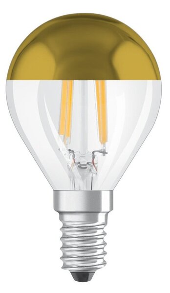 LED žárovka se zlatou zrcadlovou korunkou E14 4 W MIRROR, teplá bílá