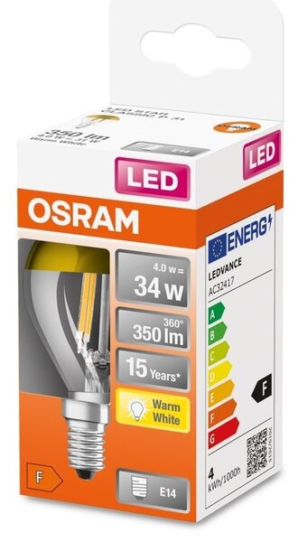 LED žárovka se zlatou zrcadlovou korunkou E14 4 W MIRROR, teplá bílá
