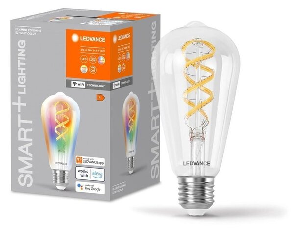 Chytrá WiFi LED stmívatelná žárovka E27 4,8 W EDISON RGBTW