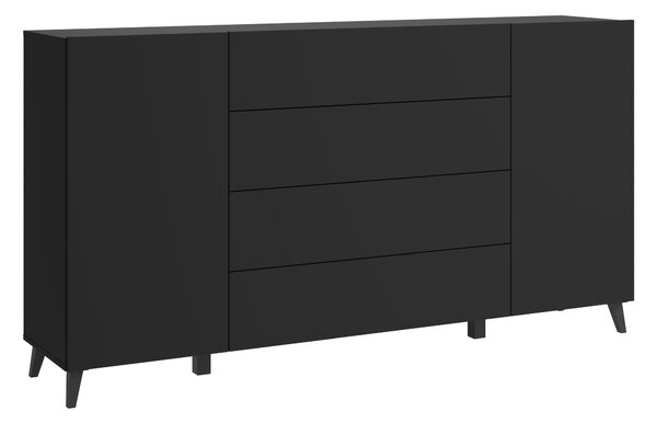 MINIO – Komoda LOKET 182, komoda s zásuvkami, šířka 180 cm, černá barva