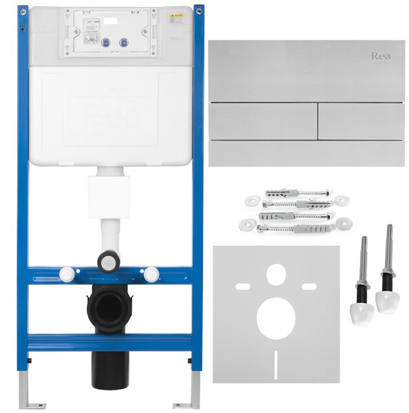 Rea Rea, Podomítkový WC systém K011A-Q + tlačítka T Brush Steel, KPL-E0057