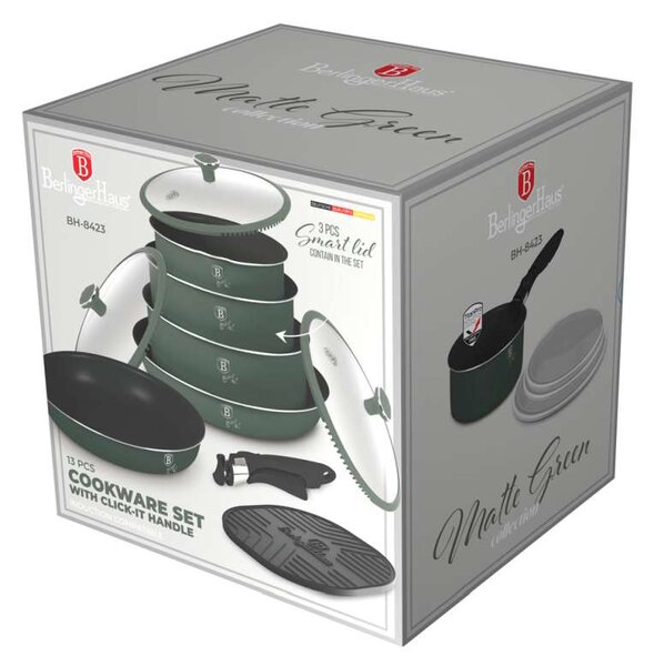 Sada nádobí s titanovým povrchem 13 ks Matte Green Collection