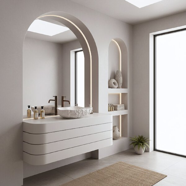 Rea Isla Shiro, umyvadlo na desku 490x370x135 mm, imitace kamene, REA-U0642