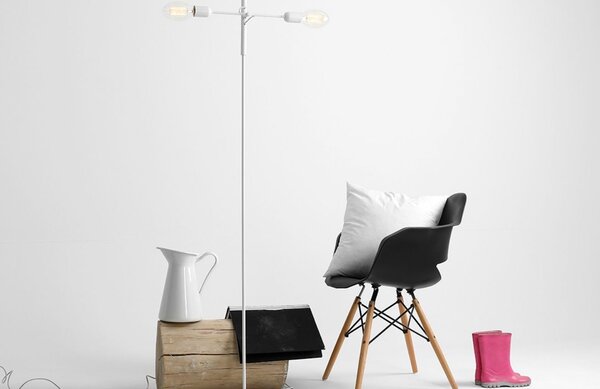 Nordic Design Bílá kovová stojací lampa Dogi 2
