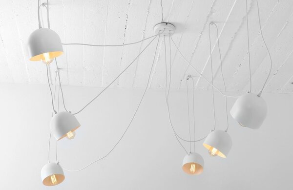 Nordic Design Bílé kovové závěsné světlo Pop 6