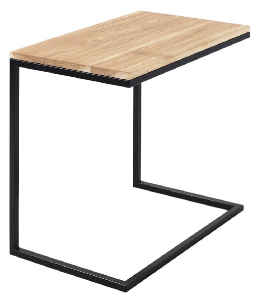 Nordic Design Přírodní masivní odkládací stolek Lupo s černou podnoží 60x40 cm